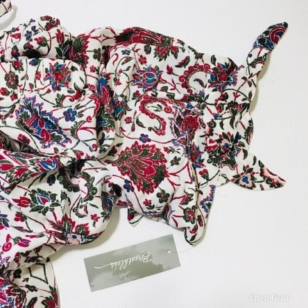 A. Byer Womens Red White Floral Cold Shoulder 3/4 Sleeve Blouse Plus Sz 3X New - Picture 5 of 8